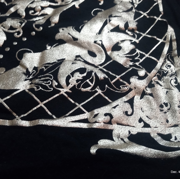 Point Zero Nicole Benista Long Sleeve Metallic Gold Top Size Medium - Picture 5 of 8